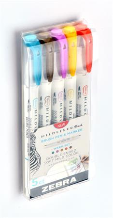 Fixky, sada, obojstranné, ZEBRA "Mildliner Warm", 5 farieb 2