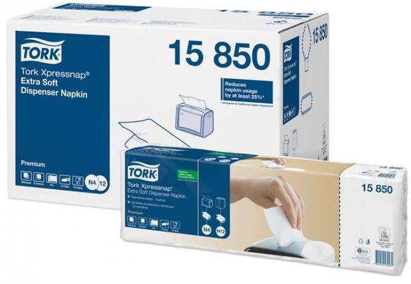 Servítka do zásobníka, 2-vrstvová, 21,3x16,5 cm, N4 systém, Premium, TORK "Xpressnap® Extr 1
