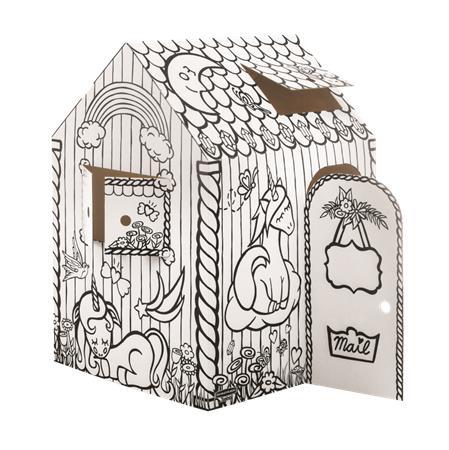 Kartónový domček, vyfarbiteľný, FELLOWES "BANKERS BOX® Playhouse", jednorožec, mix vzorov 1