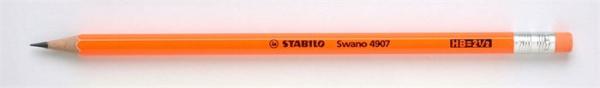 Grafitová ceruzka s gumou, HB, šesťhranná, STABILO "Neon", oranžová 1