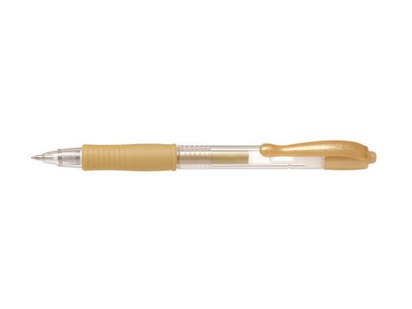 Gélové pero, 0,32 mm, stláčací mechanizmus, PILOT "G-2 Metallic", zlaté 1