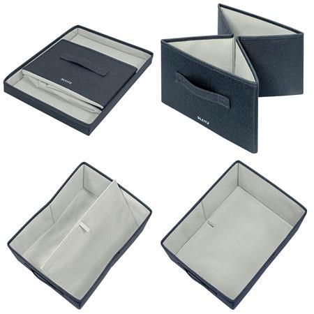 Úložný box, textilný, rozmer M, LEITZ "Fabric", zamatová sivá 5