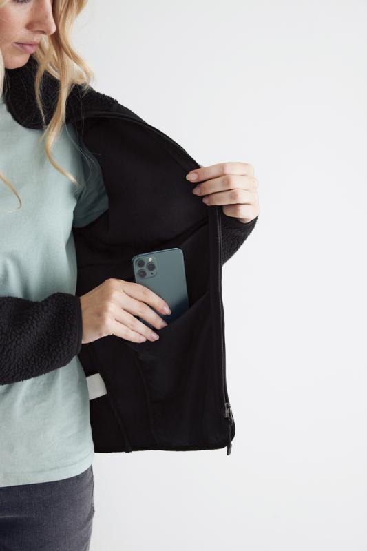 Pile fleece bunda IQONIQ Diran z recykl. polyesteru čierna XS 18