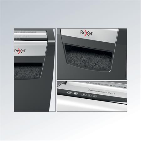 Skartovací stroj, konfety, 10 listov, REXEL, "Momentum X410" 6
