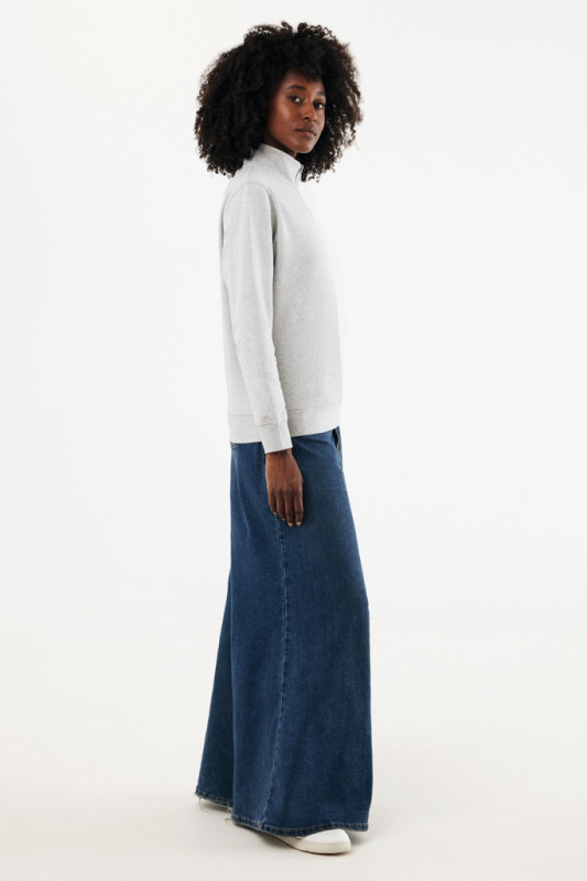 IQONIQ Elgon sveter s krátkym zipsom z recyklovanej bavlny light heather grey XL 11