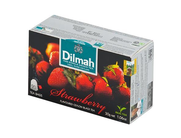Čierny čaj, 20x1,5g, DILMAH, s vôňou jahôd