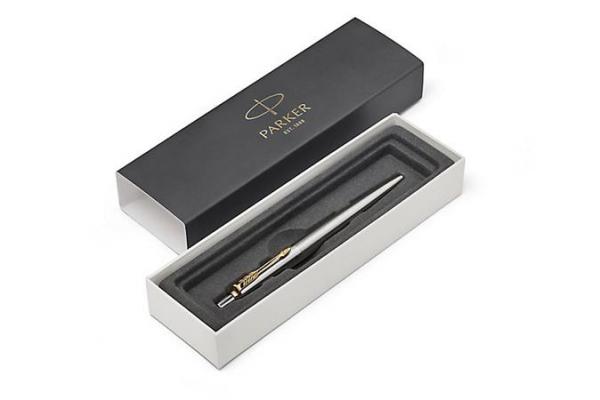 Guľôčkové pero, pozlátený klip, telo z nerezovej ocele, PARKER "Royal Jotter", modré 2