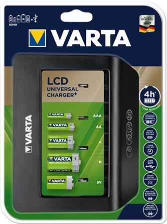 Nabíjačka batérií, univerzálna, AA/AAA/C/D/9V, LCD obrazovka, VARTA "Universal" 2