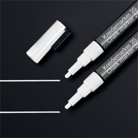 Kriedový popisovač, tekutý, zrezaný hrot, 1-2 mm SIGEL, biela 1