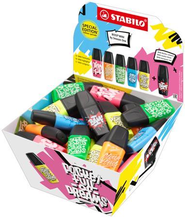 Zvýrazňovač, displej, 2-5 mm STABILO "Boss Mini Snooze One", 50-kusový 1