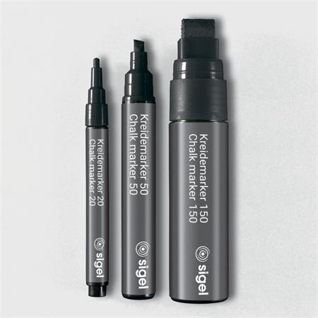 Kriedový popisovač, tekutý, zrezaný hrot, 1-2 mm SIGEL, čierna 2