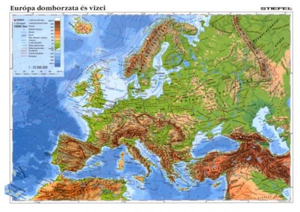Učebná pomôcka, A4, STIEFEL "Európa domborzata/Európa vaktérképpel" - "Pohoria Európy/Slep 1