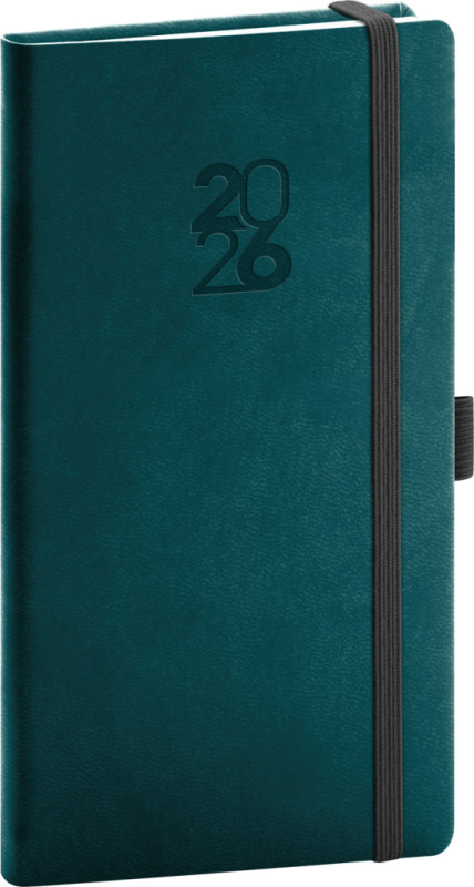 NOTIQUE Vreckový diár Aprint Top 2026, petrolejový, 9 x 15,5 cm