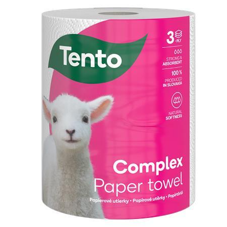Papierové utierky, kotúčové, 3-vrstvové, 220 listov, TENTO "Complex", biela 2