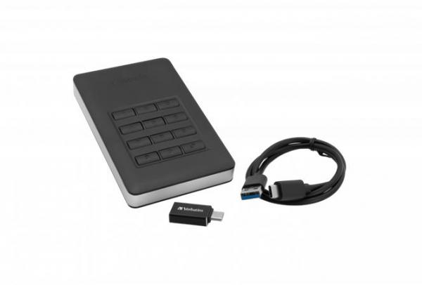 2,5" HDD (pevný disk), 2TB, USB 3.1, heslové šifrovanie, VERBATIM "Secure Portable", čiern 2