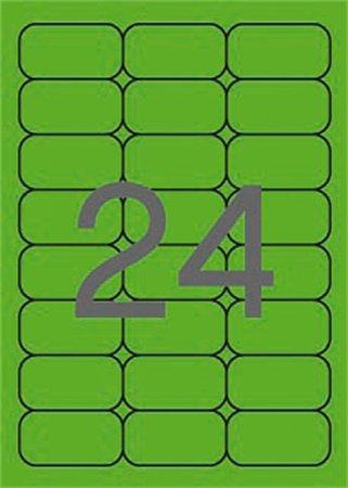 Etikety, 64x33,9 mm, farebné, zaoblené rohy, APLI, neónové zelené, 480 etikiet/bal 1