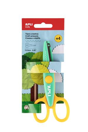 Nožnice, kreatívne, vlnité, APLI Kids "Toothed", zelené-žlté 1