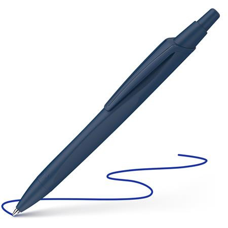 Gulôčkové pero, 0,5 mm, stláčací mechanizmus, tmavomodrá farba tela, SCHNEIDER „Reco”, mod 1