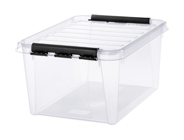 Úložný box, plastový, 32  l, čierne úchytky, SMARTSTORE "Classic 31",  priehľadný 1
