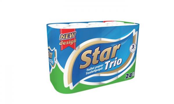 . Toaletný papier, 3-vrstvový, 24 kotúčov, "Star Trio"