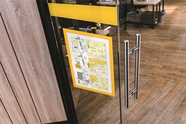 Informačný rám, so samolepiacou zadnou stranou, A4, DURABLE "DURAFRAME®", žltá 6