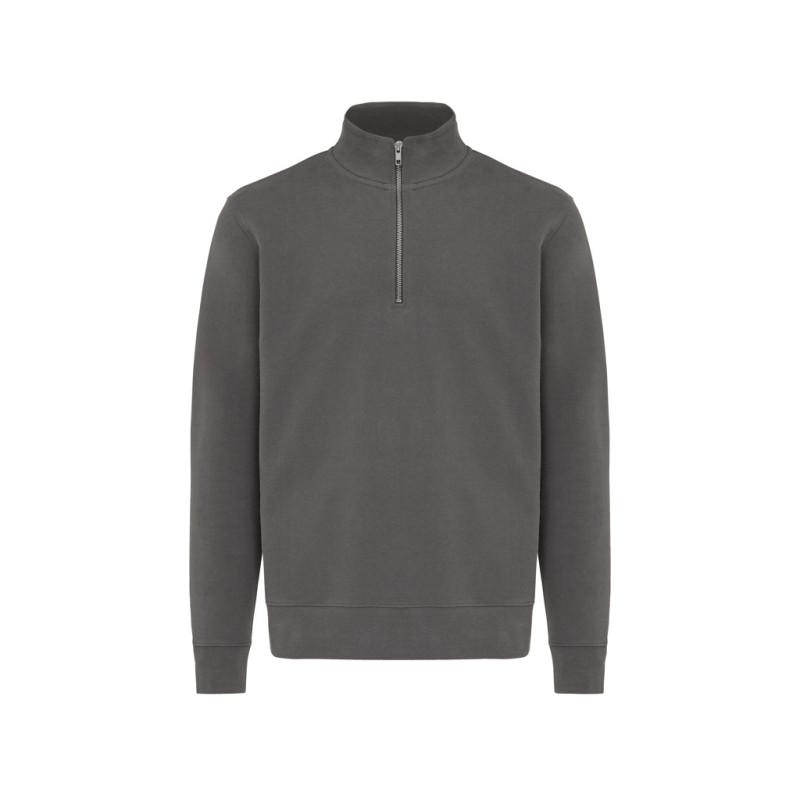 IQONIQ Elgon sveter s krátkym zipsom z recyklovanej bavlny antracitová XXL