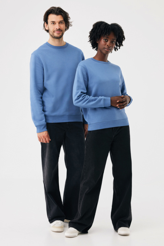 IQONIQ Toria Unisex mikina s okrúhl. výstrihom z rec. bavlny moon blue S 16