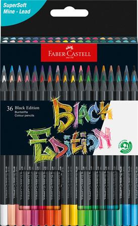 Farebné ceruzky, sada, trojhranné, FABER-CASTELL "Black Edition", 36 rôznych farieb 1