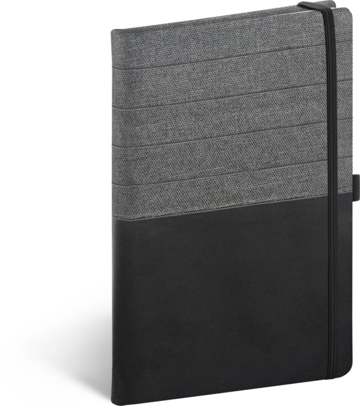 NOTIQUE Notebook Skiver, čiernosivý, linajkovaný, 13 x 21 cm