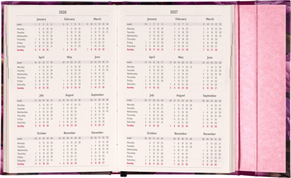 NOTIQUE Týždenný magnetický diár Fialové kvety 2026, 11 x 16 cm 2