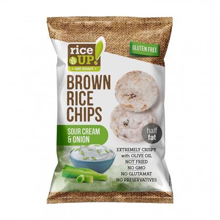 Ryžové chipsy, 60 g, RICE UP, smotana s cibuľou 1