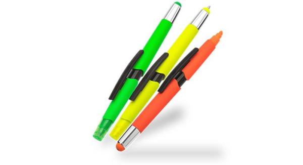 Multifunkčné guľôčkové pero, zvýrazňovač, dotykové pero, sada, WEDO "3-in-1", neónové farb 2