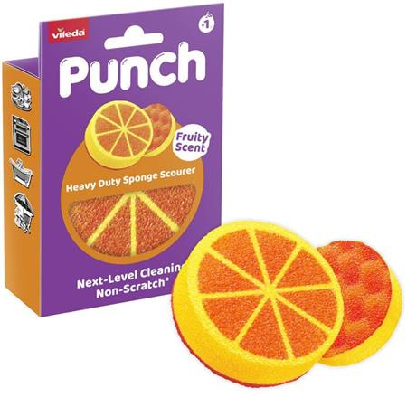 Špongia na riad, extra silná, VILEDA "Punch Dual Action Scrub", pomaranč 1