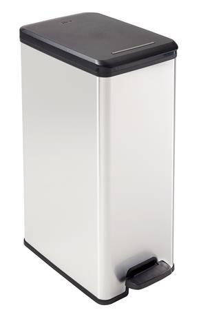 Odpadkový kôš, pedálový, 40 l, CURVER "Slim Bin", čierno-strieborná 1