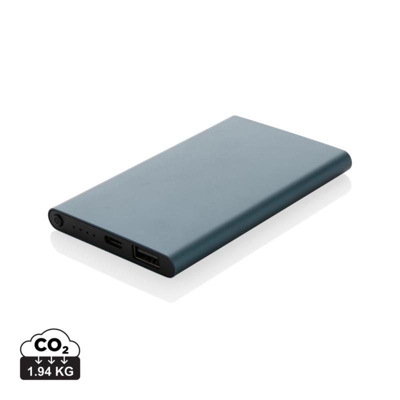 Powerbanka 4000mAh s USB C z RCS recykl. plastu a hliníka modrá