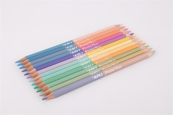 Sada farebných ceruziek, obojstranných, trojhranných, APLI "Pastel Duo", 24 rôznych pastel 2