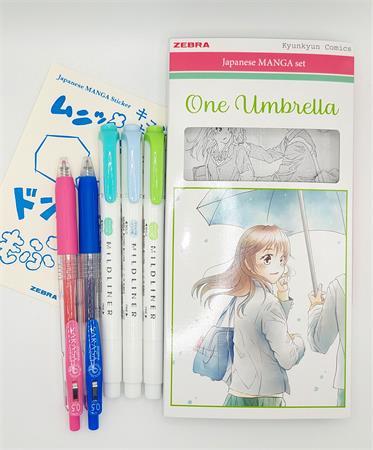 Sada písacích potrieb, ZEBRA "Manga Set, One Umbrella", 5-kusová 2