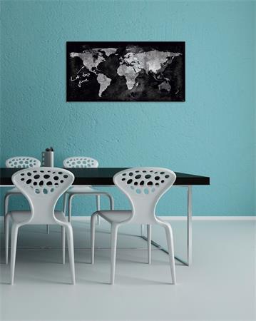 Magnetická sklenená tabuľa, Mapa sveta, 46x91 cm, SIGEL "Artverum® ", čierna 3