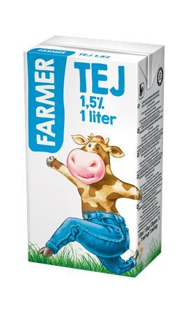 . Mlieko, trvanlivé, 1,5%, 1 l, FARMER