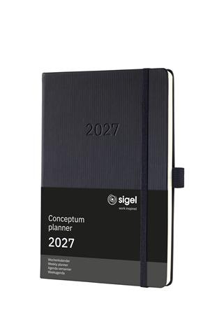 Diár, A5, týždenný, 2026, tvrdá obálka, SIGEL "Conceptum", čierny 2
