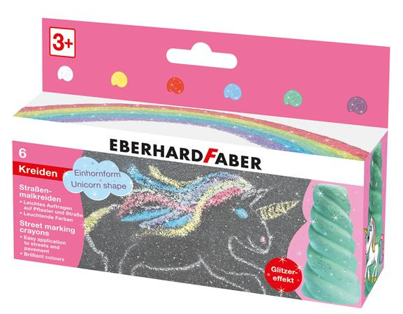 Krieda na asfalt, sada, EBERHARD FABER "Unicorn", 6 trblietavých farieb 1