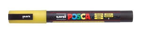 Dekoračný popisovač, 0,9-1,3 mm, UNI "Posca PC-3ML", lesklá žltá 1