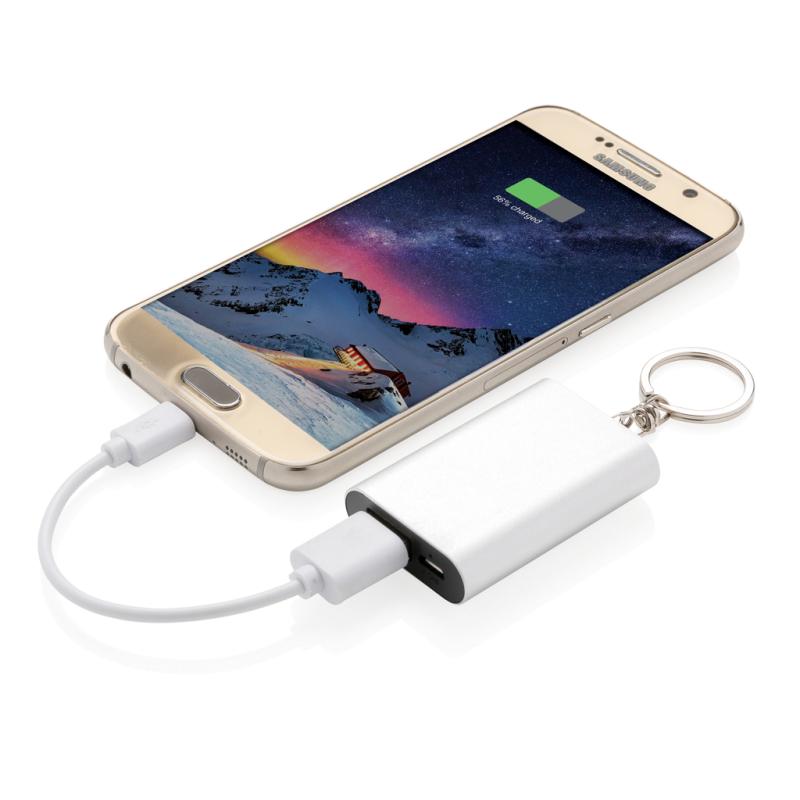 Klíčenka s powerbankou 1 000 mAh strieborná 2