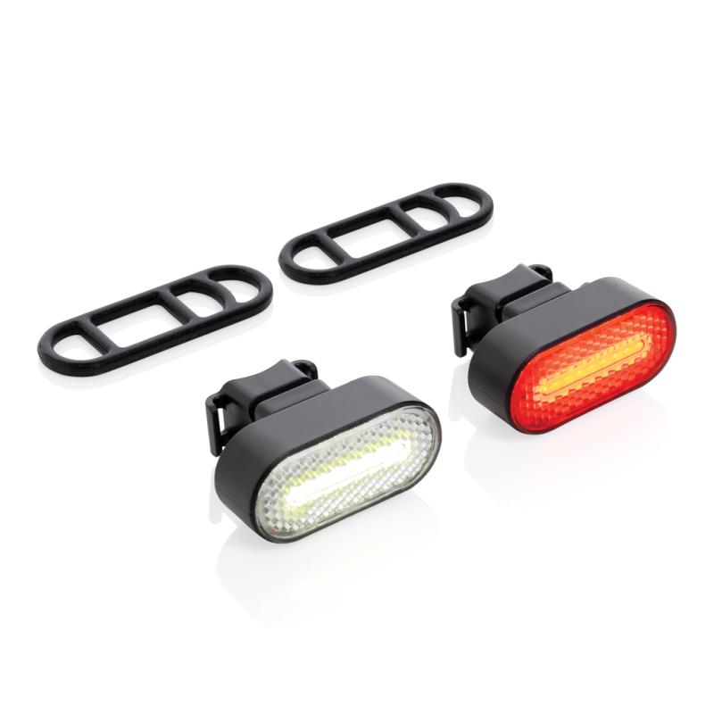 Sada USB dobíjateľných svetiel na bicykel Lumino z RCS ABS čierna 2