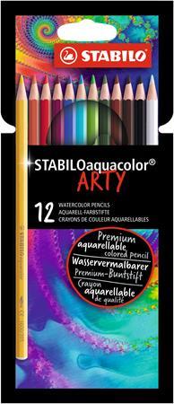 Akvarelová ceruzka, sada, STABILO "Aquacolor ARTY", 12 rôznych farieb 1