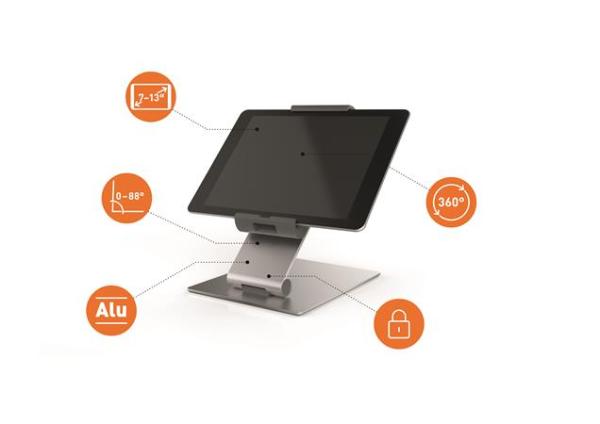Držiak na tablet, stolový, DURABLE, strieborná 3