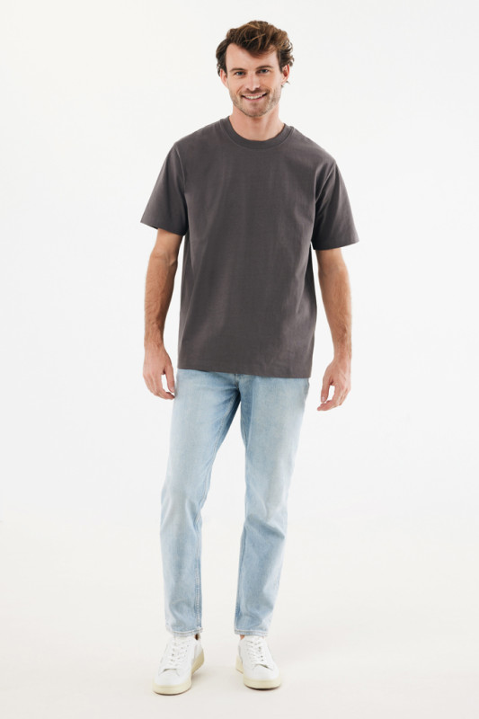 IQONIQ Nikko tričko z hrubej recyklovanej bavlny antracitová S 10