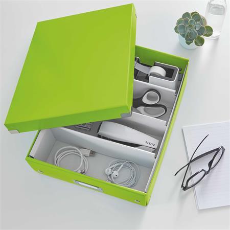 Odkladacia škatuľa, organizačná, laminovaný kartón, veľkosť: M, LEITZ "Click&Store", zelen 3