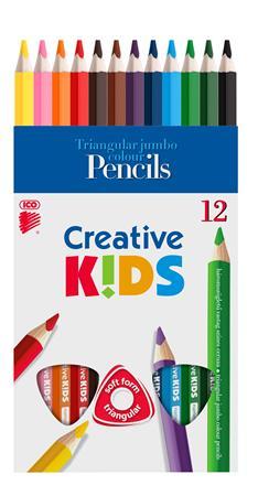 Farebné ceruzky, sada, trojhranné, hrubé, ICO "Creative kids", 12 rôznych farieb 1