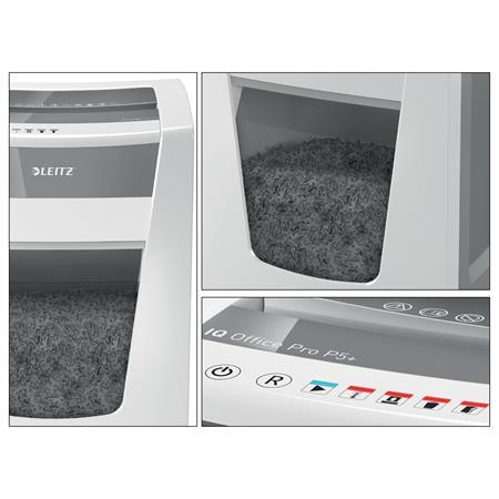 Skartovací stroj, mikrokonfety, 5 listov, LEITZ "IQ Office Pro P5+" 8